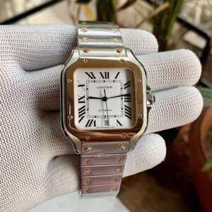 santos rose gold bezel auto