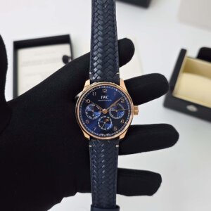 blue chronograph dial with strap