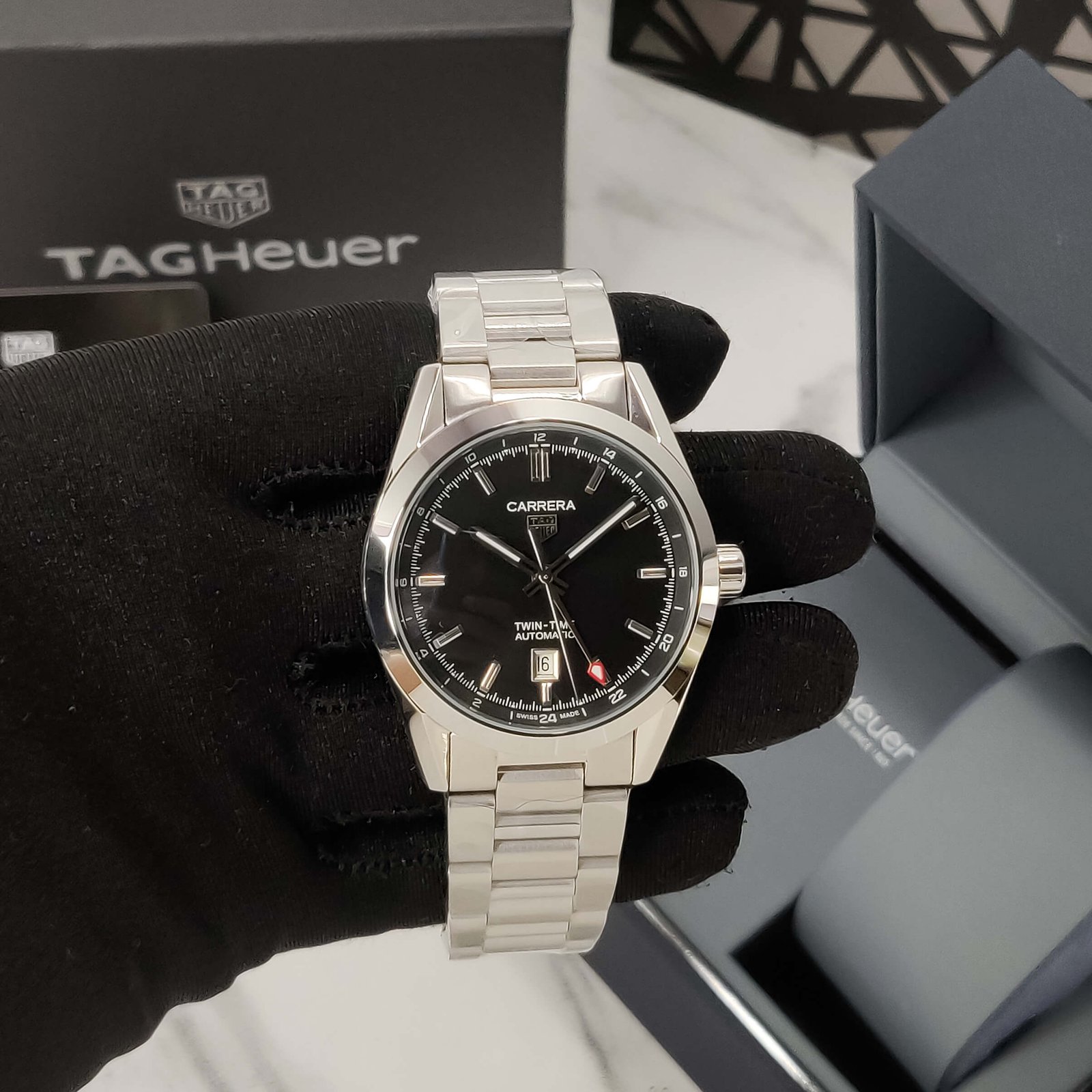 tag heuer twin time black