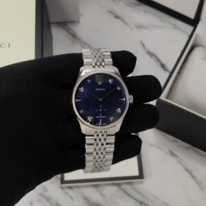 Gucci G-Timeless Blue Dial Back Open