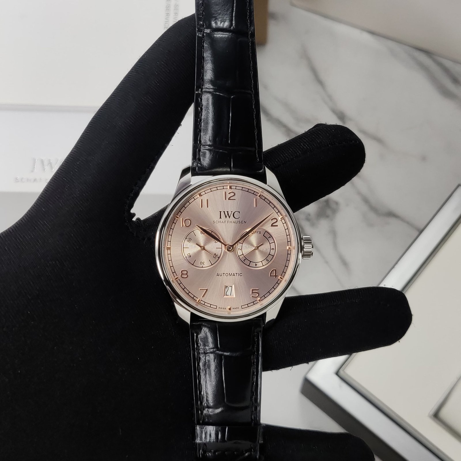 iwc automatic black strap