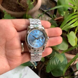 blue dial with roman figure