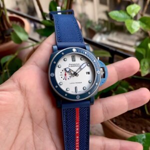 white dial with blue strap automatic