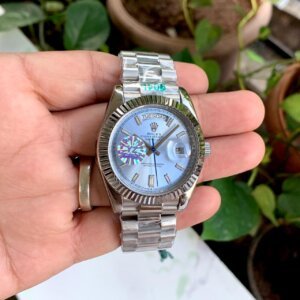 blue dial fluted bezel