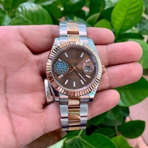brown dial dual tone chain