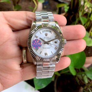 white dial fluted bezel automatic