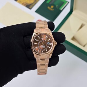 rolex rose gold chain automatic gents