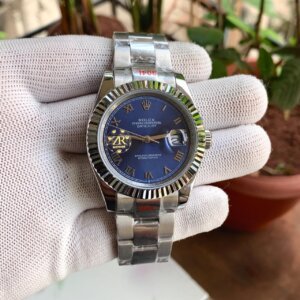 silver chain blue dial automatic