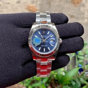 blue dial datejust silver