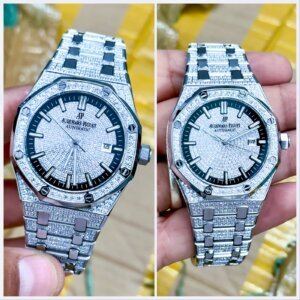 silver diamond studded watch