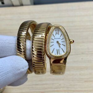 white diamond dial watch with gold chain