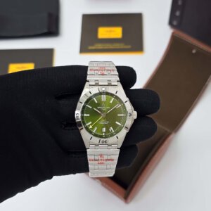 green dial silver chain watch