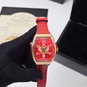 red dial with red strap swiss