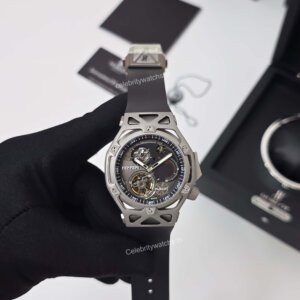 grey bezel with automatic watch