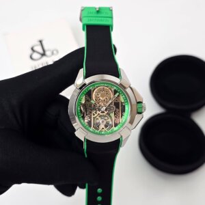 silver bezel with black strap automatic