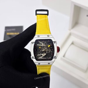 skeleton dial with yellow strap