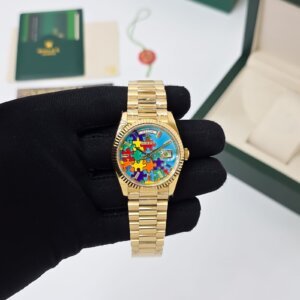 puzzle dial with gold chain