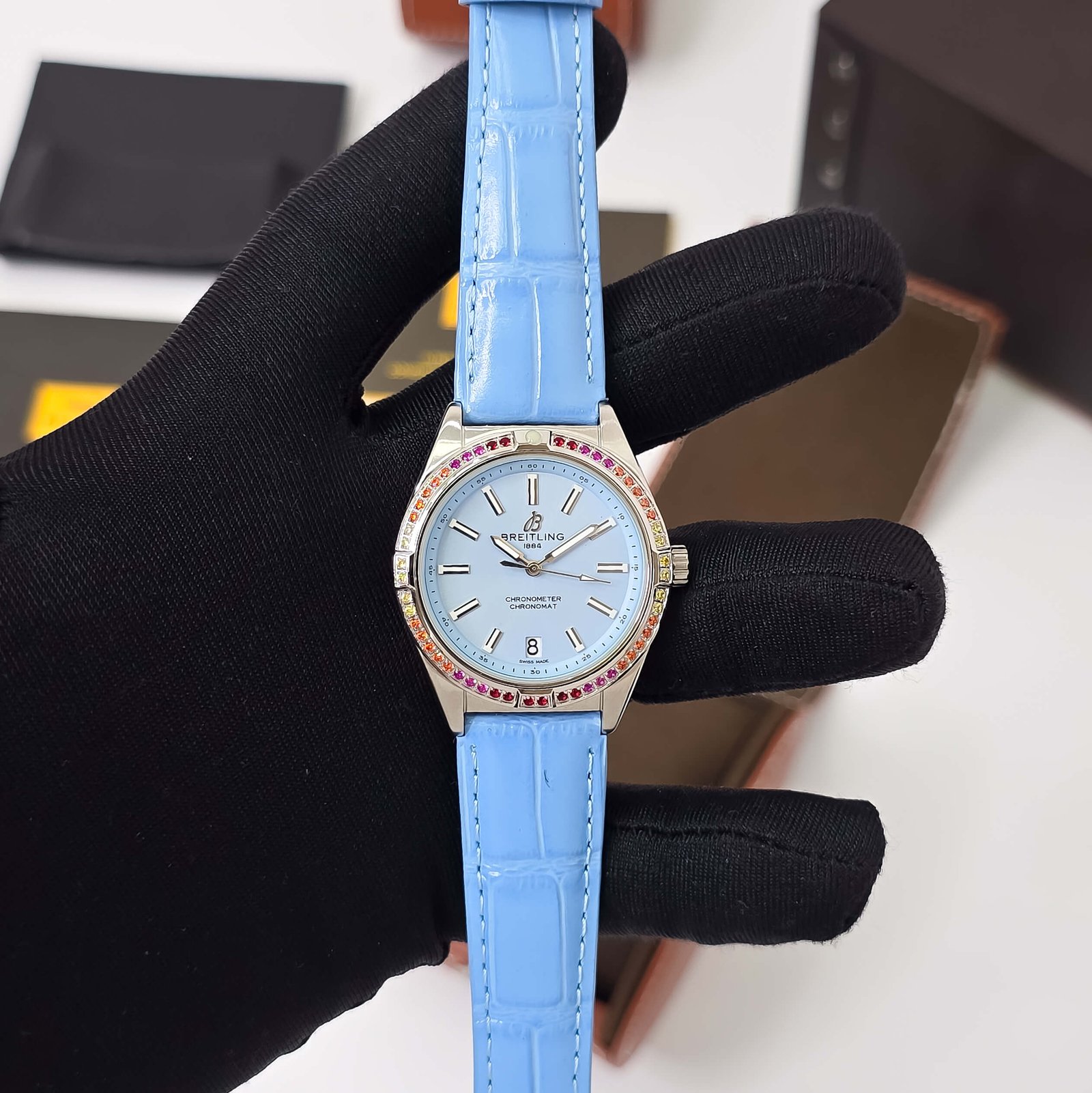 blue dial ladies watch quartz