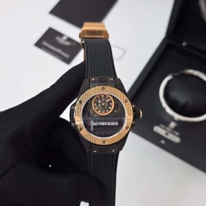 black strap automatic watch hublot