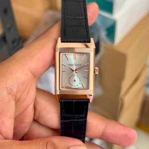 Jaeger LeCoultre Reverso RG-Silver Monoface Leather Strap