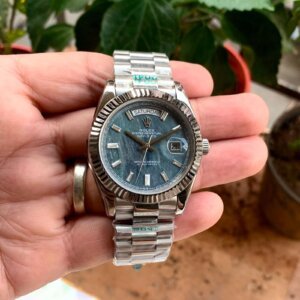 Rolex Day Date Silver Chain Diamond Figure Auto