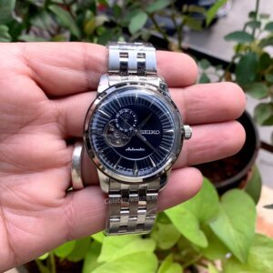 Seiko Presage Cocktail Black Dial Back Open