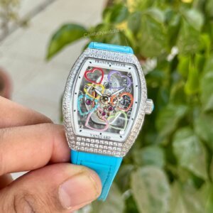 Franck Muller Vanguard Silver Skeleton Blue Quartz
