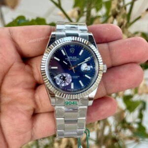 Rolex DateJust Blue Dial Fluted Bezel Oyster Semi ETA